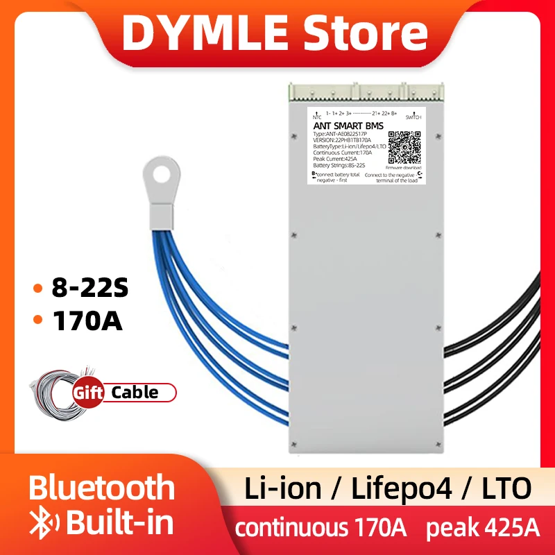 8S to 22S Lithium Battery Protection Board ANT BMS 10S 12S 14S Li-ion Lifepo4 Lto Battery 24V 36V 48V Continuous 170A peak 425A
8S to 22S Lithium Battery Protection Board ANT BMS 10S 12S 14S Li-ion Lifepo4 Lto Battery 24V 36V 48V Continuous 170A peak 425A