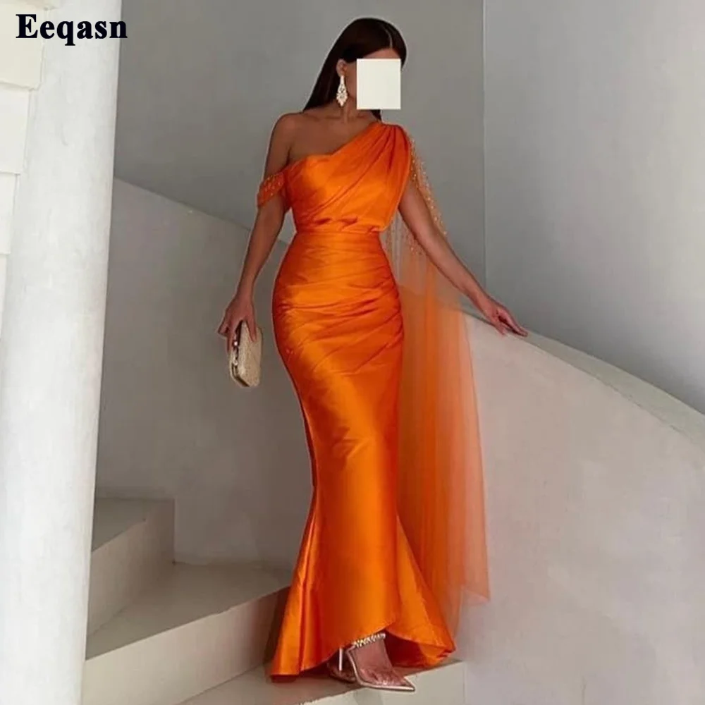 Eeqasn Mermaid Orange Evening Dresses Saudi Arabia Prom Gowns One Shoulder Satin Tulle Women Dubai Formal Occasion Dress 2023
Eeqasn Mermaid Orange Evening Dresses Saudi Arabia Prom Gowns One Shoulder Satin Tulle Women Dubai Formal Occasion Dress 2023