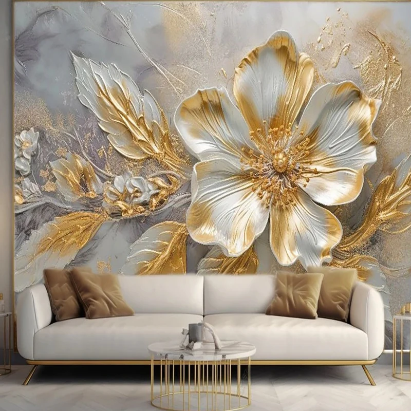 Custom Any Size Mural Wallpaper Modern Light Luxury 3D Gold Flower Art Wall Painting Living Room Bderoom Decor Papel De Parede
Custom Any Size Mural Wallpaper Modern Light Luxury 3D Gold Flower Art Wall Painting Living Room Bderoom Decor Papel De Parede