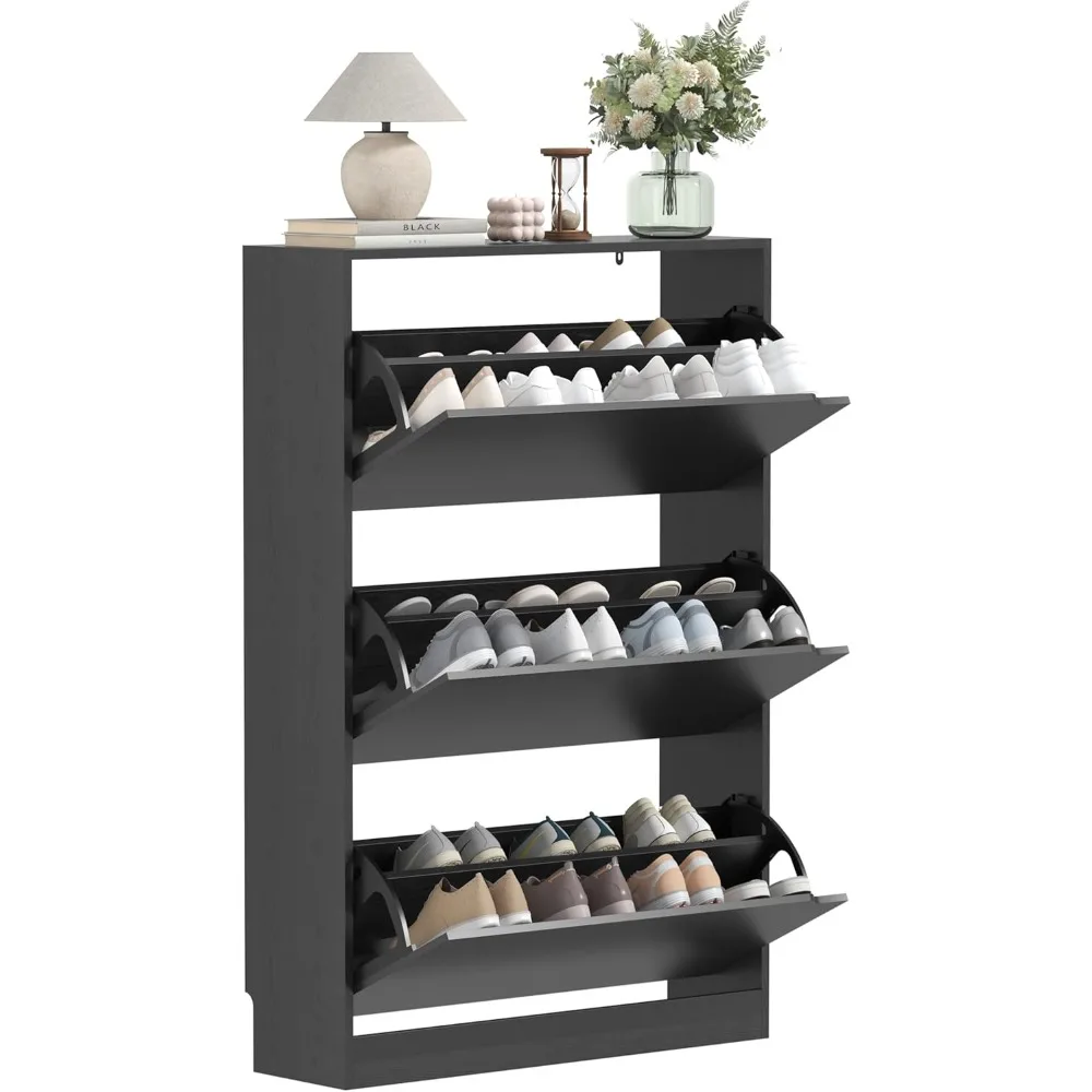 Shoe Cabinet with 3 Flip Drawers, Hidden Wooden Shoe Storage Cabinet, Freestanding Shoes Organizer Cabinet for Entryway, Hallway
Shoe Cabinet with 3 Flip Drawers, Hidden Wooden Shoe Storage Cabinet, Freestanding Shoes Organizer Cabinet for Entryway, Hallway