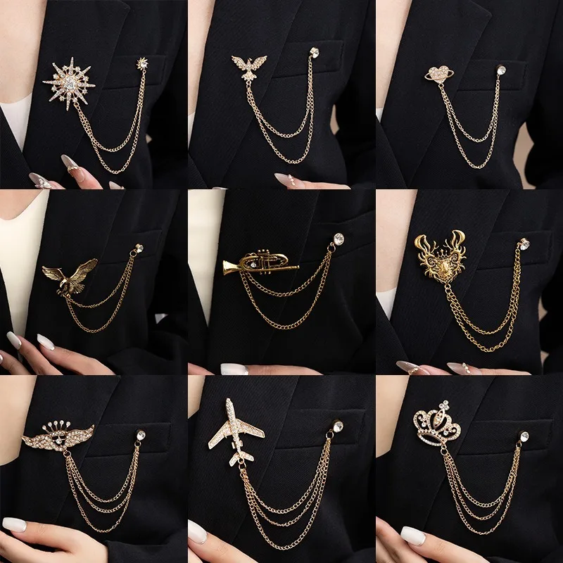 Vintage Crystal Crown Tassel Chain Brooch For Women Luxury Rhinestone Suit Lapel Pin Fashion Jewelry Accessories
Vintage Crystal Crown Tassel Chain Brooch For Women Luxury Rhinestone Suit Lapel Pin Fashion Jewelry Accessories