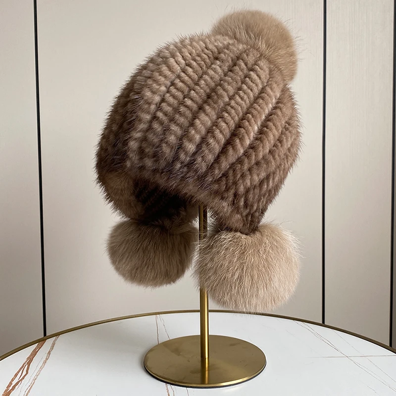 Роскошная женская шапка из 100% натурального норкового меха, зимняя уличная теплая вязаная шапка, модные женские наушники из натурального лисьего меха, шапка
Роскошная женская шапка из 100% натурального норкового меха, зимняя уличная теплая вязаная шапка, модные женские наушники из натурального лисьего меха, шапка
