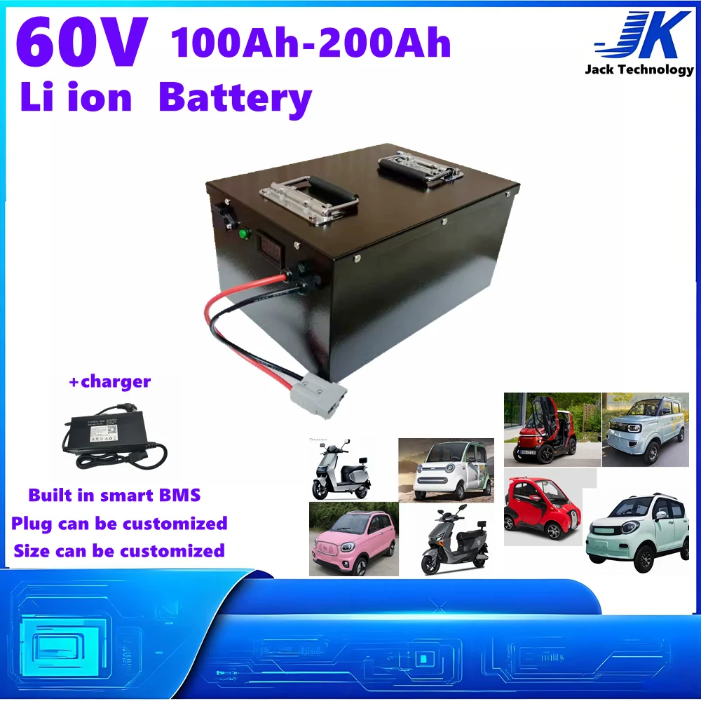 60 В 100 Ач 120 Ач 150 Ач 180 Ач 200 Ач литий-ионный аккумулятор с BMS для электромобилей, скутера, мотоцикла, трехколесного велосипеда Gocart + зарядное устройство 10 А/20 А
60 В 100 Ач 120 Ач 150 Ач 180 Ач 200 Ач литий-ионный аккумулятор с BMS для электромобилей, скутера, мотоцикла, трехколесного велосипеда Gocart + зарядное устройство 10 А/20 А