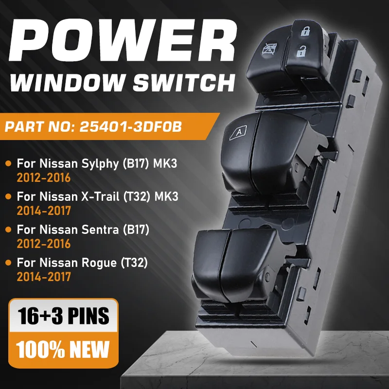 For Nissan Pulsar Nissan Sentra Nissan Sylphy 2012-2016 Nissan Rogue Nissan X-Trail 2014-2017 Car Power Window Switch 254013DF0B
For Nissan Pulsar Nissan Sentra Nissan Sylphy 2012-2016 Nissan Rogue Nissan X-Trail 2014-2017 Car Power Window Switch 254013DF0B