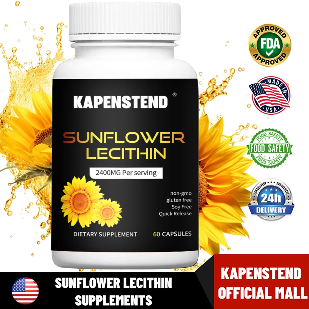 Sunflower Lecithin Capsules - Supports Liver Function, Memory - - 100% Natural Sunflower Lecithin
Sunflower Lecithin Capsules - Supports Liver Function, Memory - - 100% Natural Sunflower Lecithin