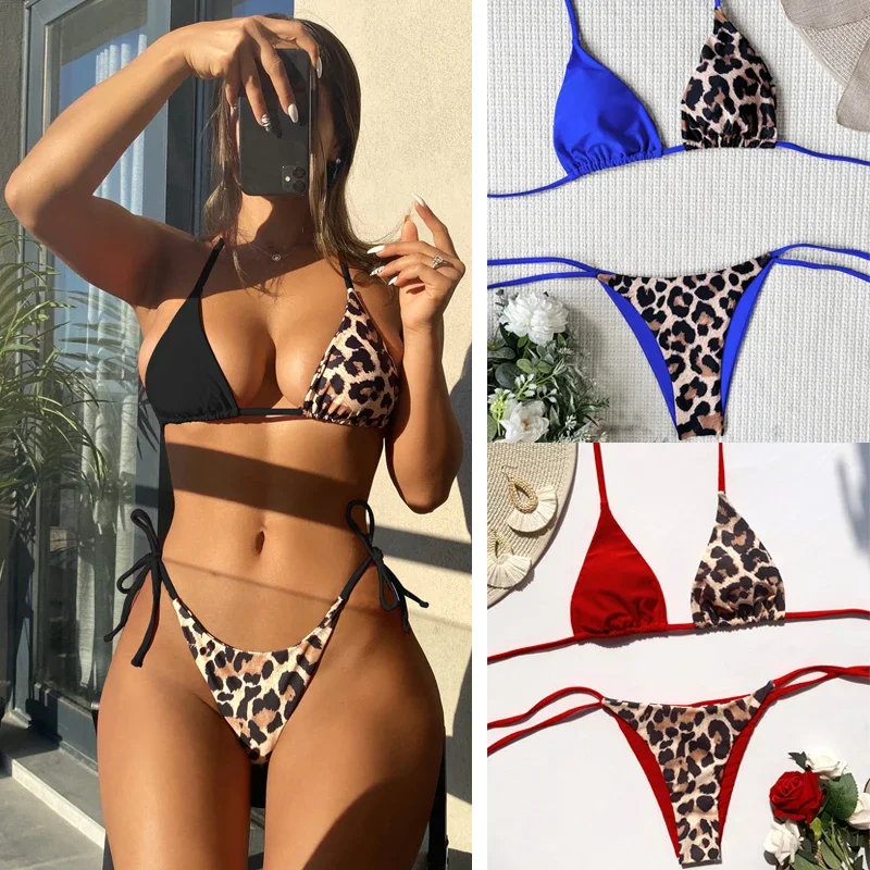 Halter Splicing Leopard Satin Bikini Female Swimsuit Women Swimwear Two-pieces Bikini Set Micro Bathing Suit Biquine Brasileiro
Halter Splicing Leopard Satin Bikini Female Swimsuit Women Swimwear Two-pieces Bikini Set Micro Bathing Suit Biquine Brasileiro