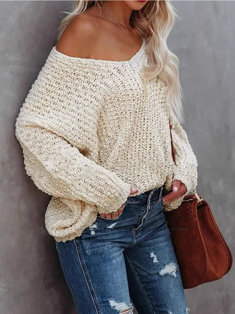 Women's Autumn Winter Fashion Solid Color V-neck Long Sleeve Pullover Particle Velvet Knitted Sweater For Woman
Women's Autumn Winter Fashion Solid Color V-neck Long Sleeve Pullover Particle Velvet Knitted Sweater For Woman