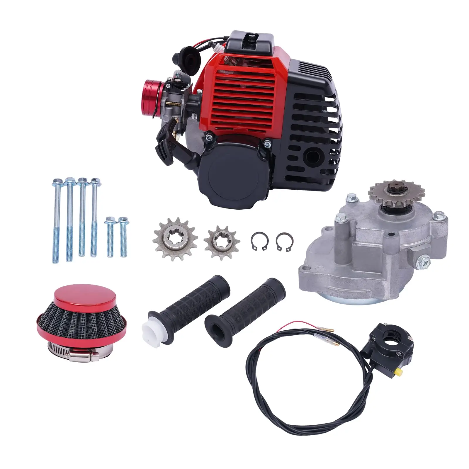 49Cc 2 Stroke Engine Motor Kit with Pull Start for Vapor Scooter, Gas Scooter Engine Throttle Cable Grip Kit W/Racing Air Filter
49Cc 2 Stroke Engine Motor Kit with Pull Start for Vapor Scooter, Gas Scooter Engine Throttle Cable Grip Kit W/Racing Air Filter