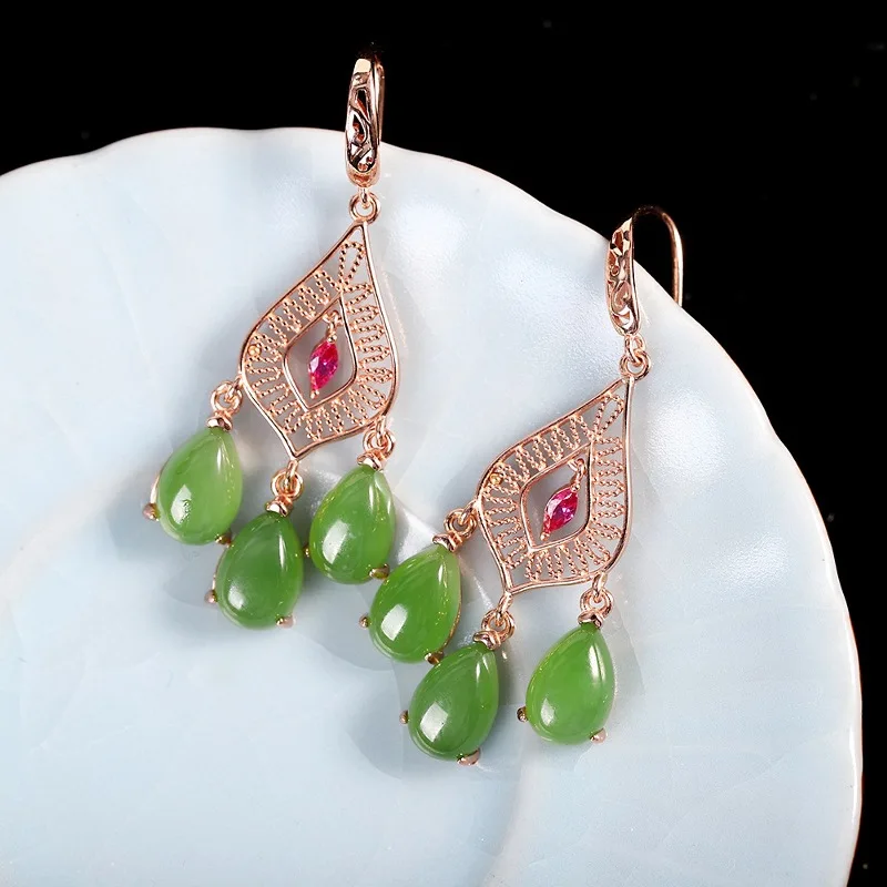 Real Pure S925 Sterling Silver Women Green Jade Jasper Geometry Dangle Earrings
Real Pure S925 Sterling Silver Women Green Jade Jasper Geometry Dangle Earrings