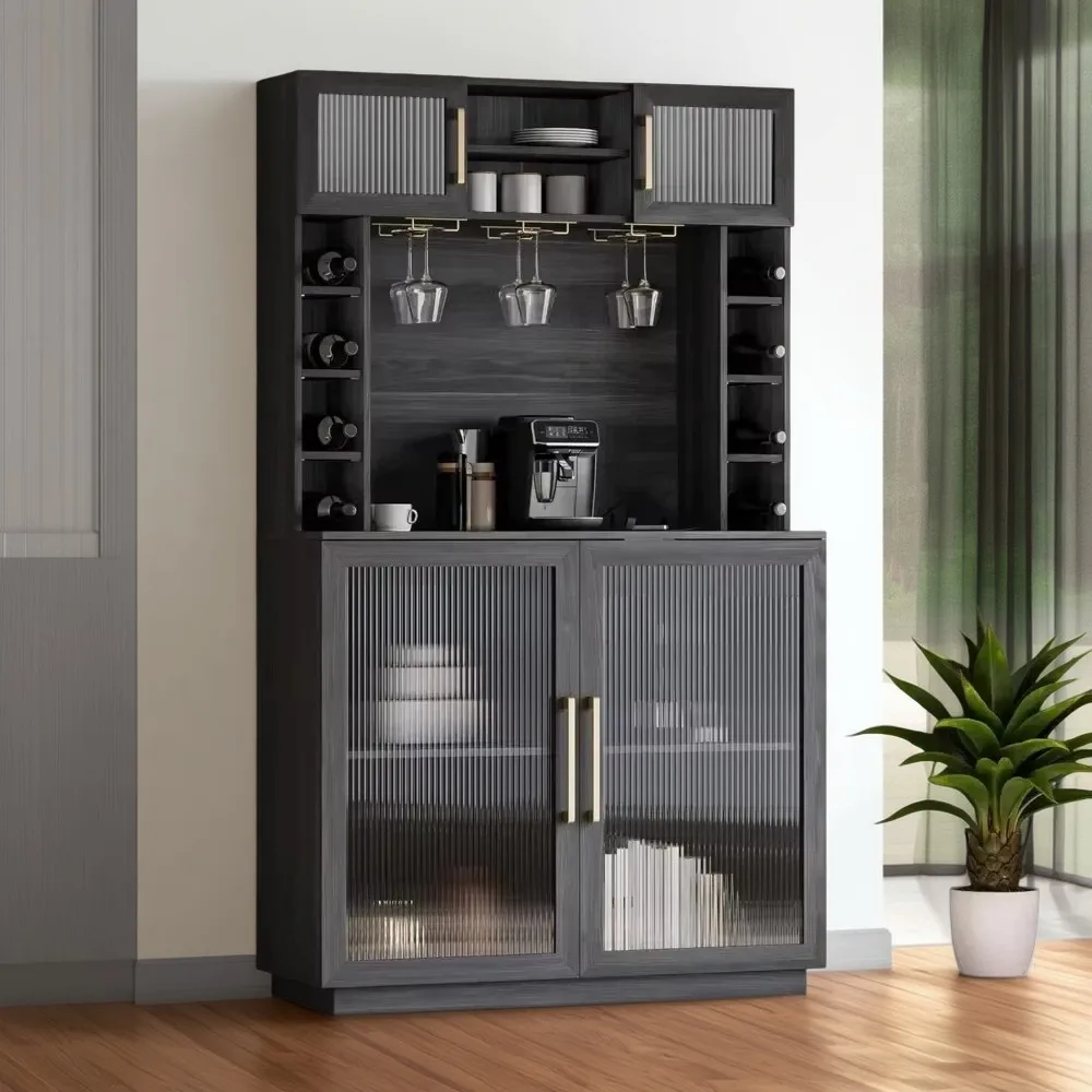 Coffee Wine Bar Cabinet with Power Outlet - 72" Rustic Liquor & Tall Fluted Buffet Cabinet for Kitchen Storage
Coffee Wine Bar Cabinet with Power Outlet - 72" Rustic Liquor & Tall Fluted Buffet Cabinet for Kitchen Storage