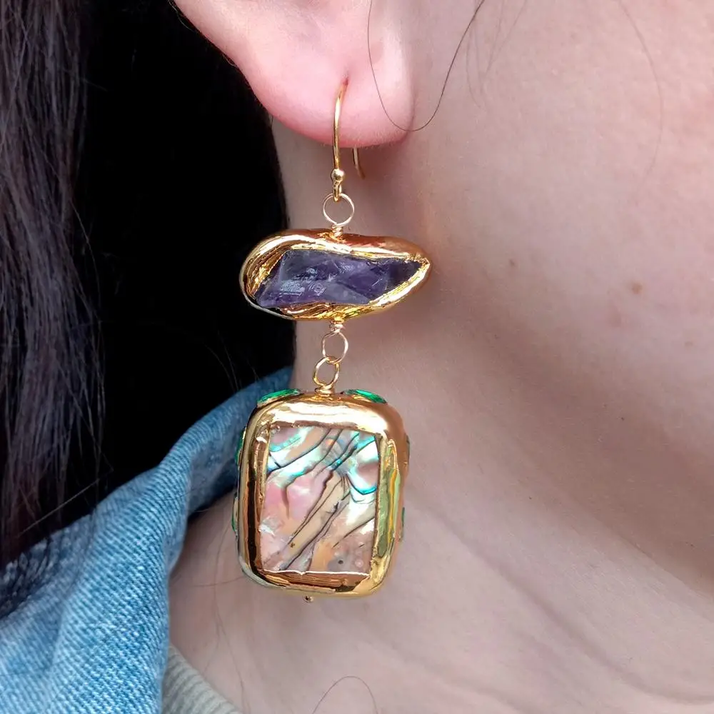 Yygem 15x22 мм фиолетовый камень грубые 20x27 мм висячие серьги в форме ракушки из морского ушка 18-каратное золото поверх стерлингового крючка
Yygem 15x22 мм фиолетовый камень грубые 20x27 мм висячие серьги в форме ракушки из морского ушка 18-каратное золото поверх стерлингового крючка