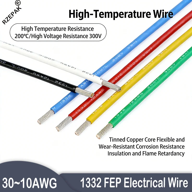 3/5M/10M PTFE Wire 30~10AWG 1332 FEP Plastic Insulated High Temperature Electronic Copper Cable
3/5M/10M PTFE Wire 30~10AWG 1332 FEP Plastic Insulated High Temperature Electronic Copper Cable