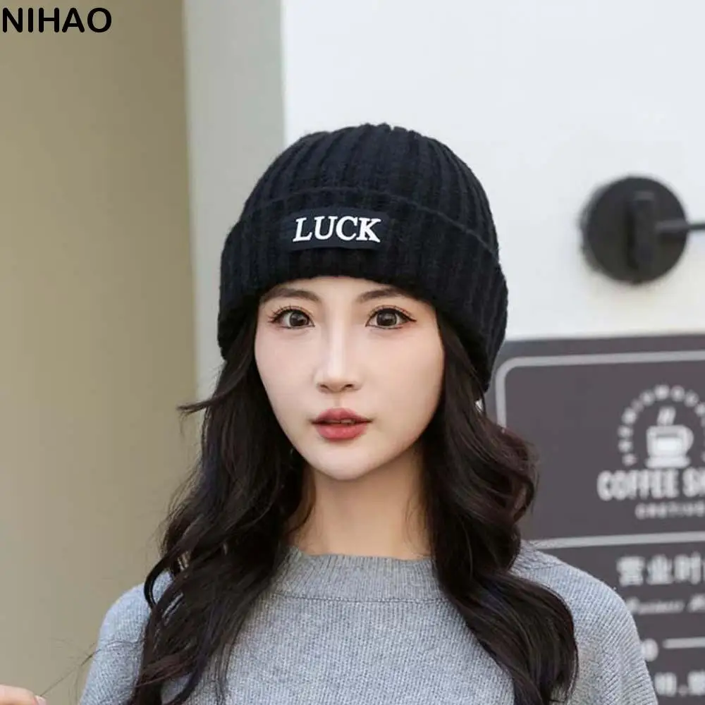 Personality Streetwear LUCK Pullover Hat Korean Style Soft Solid Color Knitted Cap Dome Headgear Plush Woolen Hat Outdoor
Personality Streetwear LUCK Pullover Hat Korean Style Soft Solid Color Knitted Cap Dome Headgear Plush Woolen Hat Outdoor