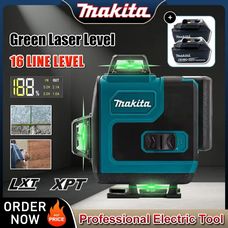 Лазерный нивелир Makita 16 линий, 360°, горизонтальный и вертикальный, высокоточный, с зеленым лучом, настенный, портативный инструмент
Лазерный нивелир Makita 16 линий, 360°, горизонтальный и вертикальный, высокоточный, с зеленым лучом, настенный, портативный инструмент