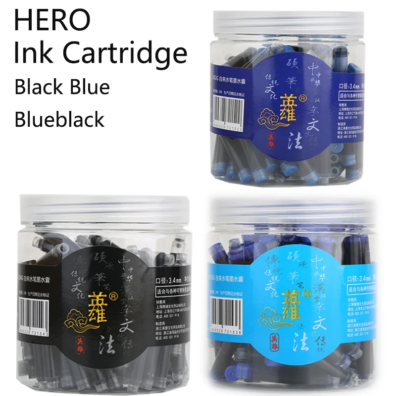 Hero 359/369/028 Ink Fountain Pen Ink 3.4MM Cartridge Disposable Blue Black Replaceable Ink 6 Pack Wholesale Ink Refill Kit
Hero 359/369/028 Ink Fountain Pen Ink 3.4MM Cartridge Disposable Blue Black Replaceable Ink 6 Pack Wholesale Ink Refill Kit