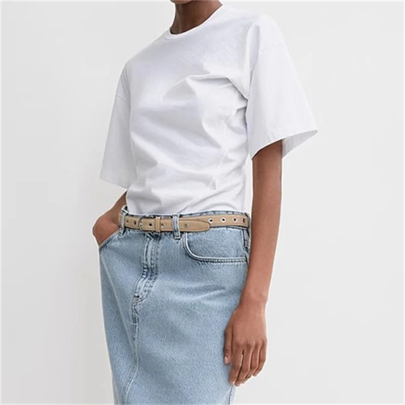Women's t-shirt New asymmetrical slim fit round neck pullover for summer 2025 Elastic knitted pure cotton short sleeved top y2k
Women's t-shirt New asymmetrical slim fit round neck pullover for summer 2025 Elastic knitted pure cotton short sleeved top y2k
