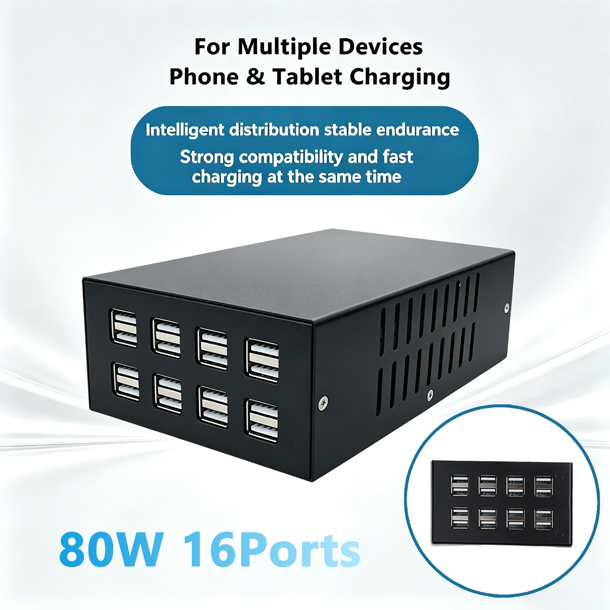 16-Port 80W Fast Charging USB Charger Hub Multiple Devices Adapter 110-220V Phone Farm Charging Station for Phone Repair Shop
16-Port 80W Fast Charging USB Charger Hub Multiple Devices Adapter 110-220V Phone Farm Charging Station for Phone Repair Shop