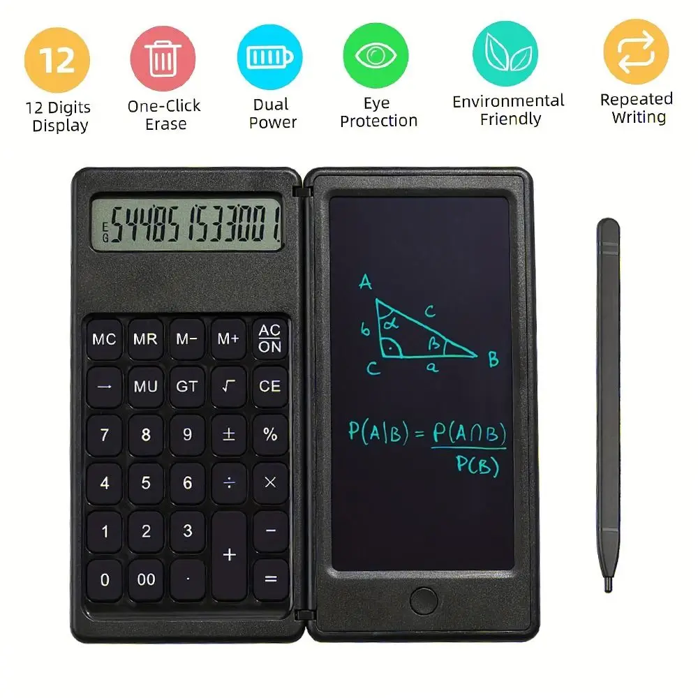 Foldable Scientific Calculator Portable Erasable Digital Writing Tablet Large Screen Display 12 Digits Office LCD Drawing Pad
Foldable Scientific Calculator Portable Erasable Digital Writing Tablet Large Screen Display 12 Digits Office LCD Drawing Pad