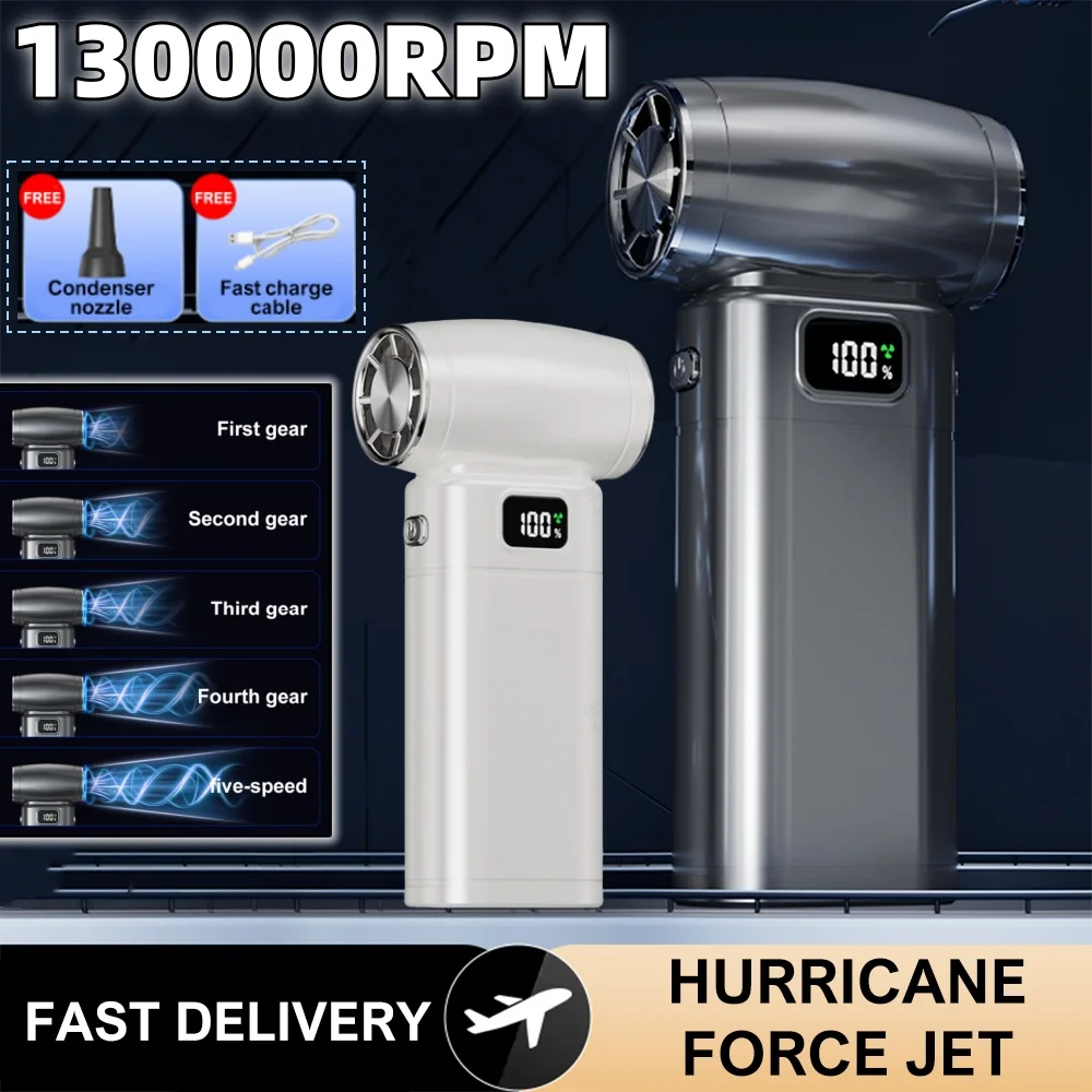 Turbo Jet Fan 130000RPM Mini Air Blower Handheld Electric Brushless Motor Violent Blower Wind Speed 52m/s Industrial Duct Fan
Turbo Jet Fan 130000RPM Mini Air Blower Handheld Electric Brushless Motor Violent Blower Wind Speed 52m/s Industrial Duct Fan
