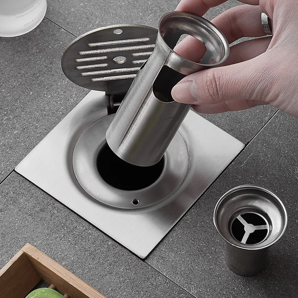 Stainless Steel Floor Drain with Locking Mechanism - 9.8 cm x 9.8 cm x 9 cm Silver Drain for Wet Areas and Renovations
Stainless Steel Floor Drain with Locking Mechanism - 9.8 cm x 9.8 cm x 9 cm Silver Drain for Wet Areas and Renovations