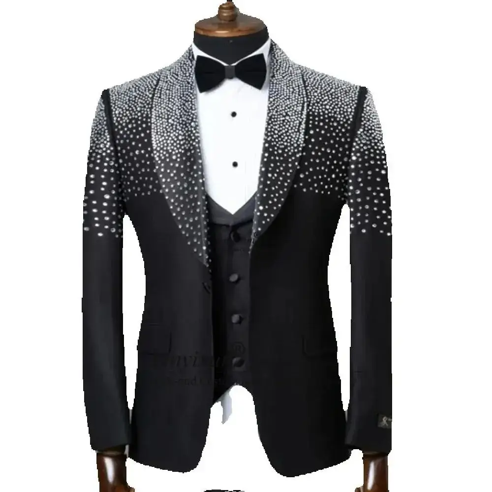 Slim Fit Groom Tuxedos Customized Bead Stone Wedding Suits For Men 3 Pieces Sets Formal Male Prom Blazers Slim Fit Costume Homme
Slim Fit Groom Tuxedos Customized Bead Stone Wedding Suits For Men 3 Pieces Sets Formal Male Prom Blazers Slim Fit Costume Homme