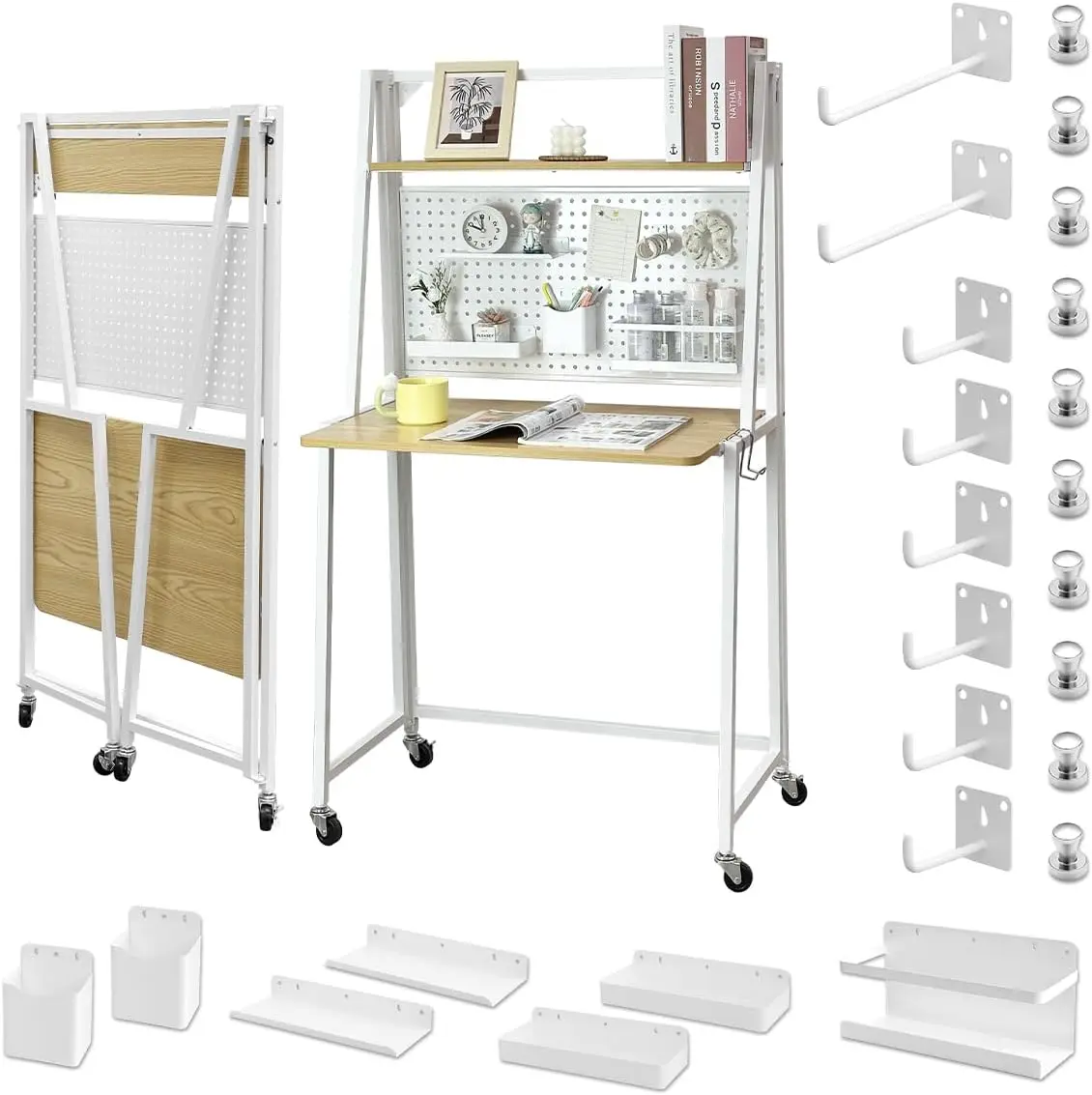 Folding Desk with Pegboard Collapsible Desk 29" Home Office Desk No Assembly Required Folding Table with Hooks Boxes
Folding Desk with Pegboard Collapsible Desk 29" Home Office Desk No Assembly Required Folding Table with Hooks Boxes