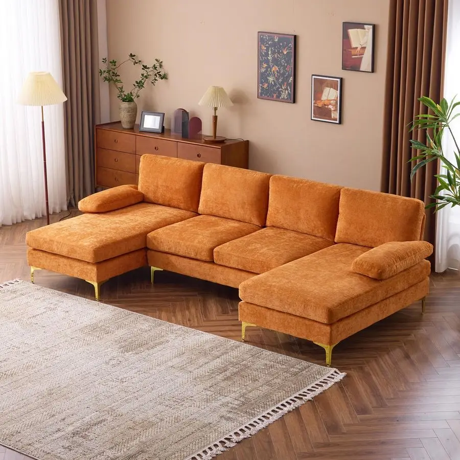 110 Sectional Couches for Living Room,U Shape Couch with Double Chaise, 4Seat Sofa Set with Chenille Fabric for Home Furniture
110 Sectional Couches for Living Room,U Shape Couch with Double Chaise, 4Seat Sofa Set with Chenille Fabric for Home Furniture