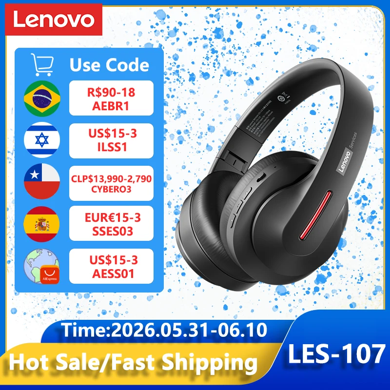 Original Lenovo LES-107 Wireless Game Headset Bluetooth V6.0 HiFi Surround Sound Headphones Ultra- Low Latency Music Earbuds
Original Lenovo LES-107 Wireless Game Headset Bluetooth V6.0 HiFi Surround Sound Headphones Ultra- Low Latency Music Earbuds