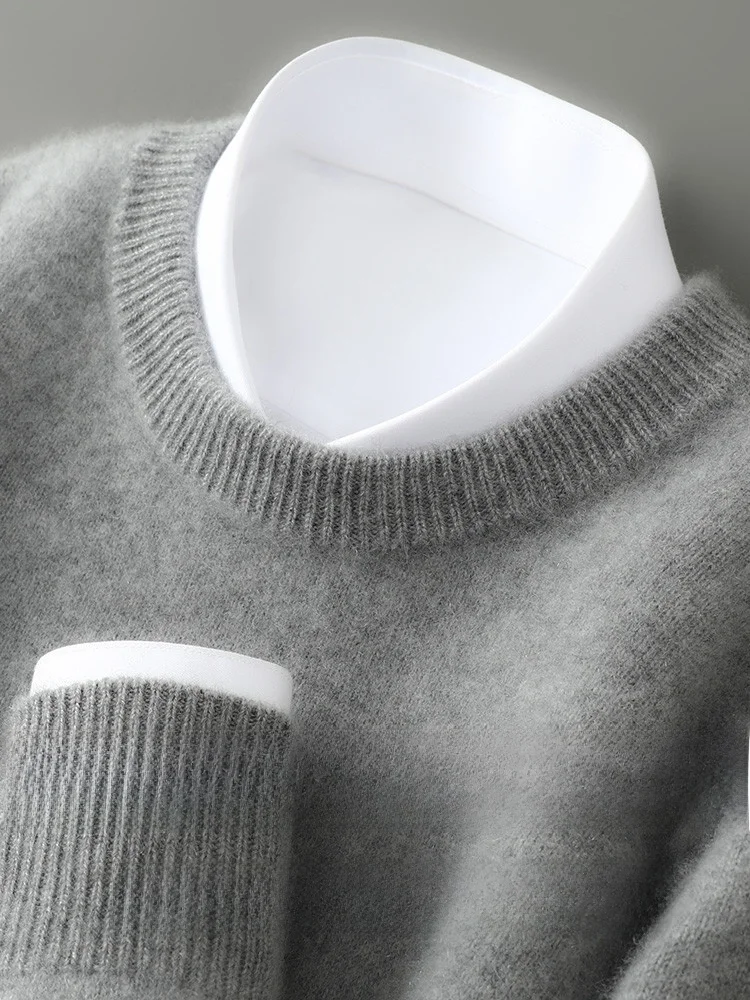 Thickened Heavyweight 100 Pure Wool Knitted Sweater round Neck Men's Loose Warm Base Layer Cashmere Shirt Business Casual Style
Thickened Heavyweight 100 Pure Wool Knitted Sweater round Neck Men's Loose Warm Base Layer Cashmere Shirt Business Casual Style