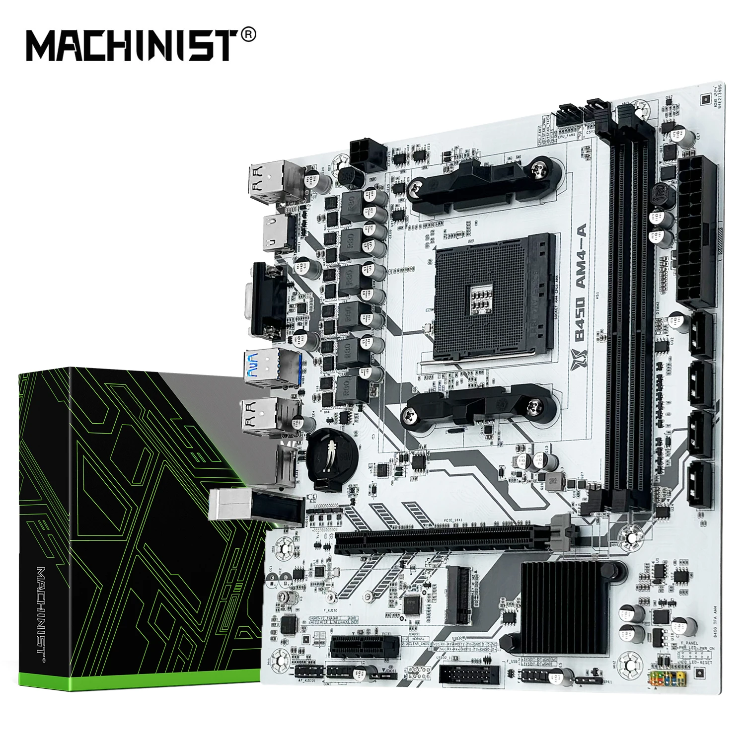 MACHINIST B450 AM4 Motherboard AMD cpu Processor Dual-channel DDR4 Memory Mainboard M.2 NVME (Supports Ryzen 5500 5600 5600G CPU)
MACHINIST B450 AM4 Motherboard AMD cpu Processor Dual-channel DDR4 Memory Mainboard M.2 NVME (Supports Ryzen 5500 5600 5600G CPU)
