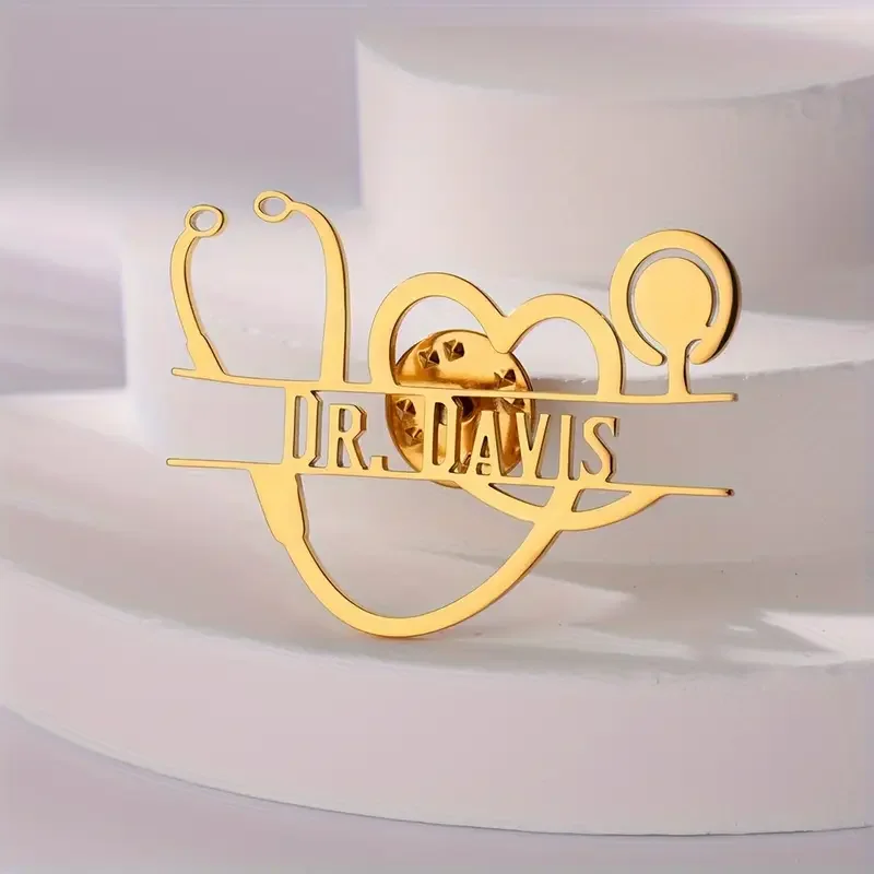 Custom Doctor Nurse Name Stethoscope Brooches Heart Brooch Pin For Medical Professionals Personalized Stainless Steel Jewelry
Custom Doctor Nurse Name Stethoscope Brooches Heart Brooch Pin For Medical Professionals Personalized Stainless Steel Jewelry