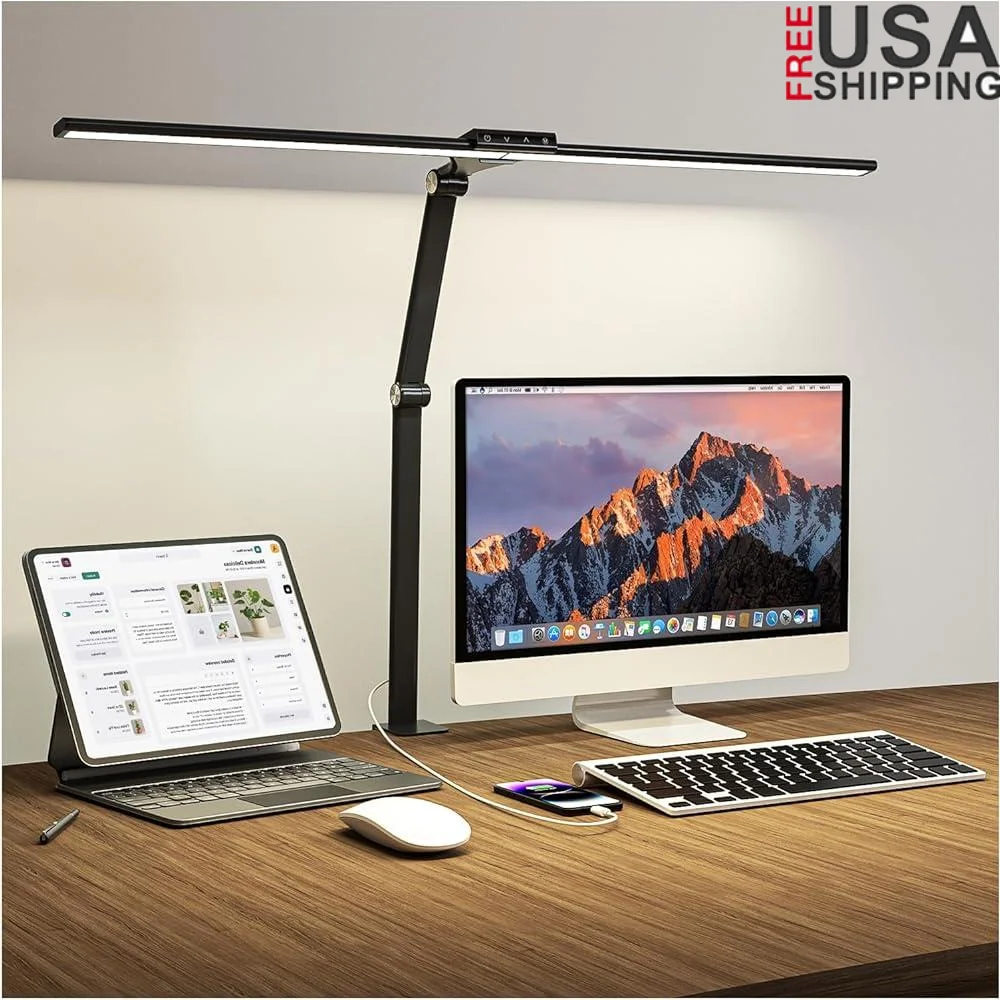 LED Desk Lamp with Clamp USB Charging Eye-Caring 7 Brightness 5 Color Modes Memory Function Adjustable Swing Arm Reading Light
LED Desk Lamp with Clamp USB Charging Eye-Caring 7 Brightness 5 Color Modes Memory Function Adjustable Swing Arm Reading Light