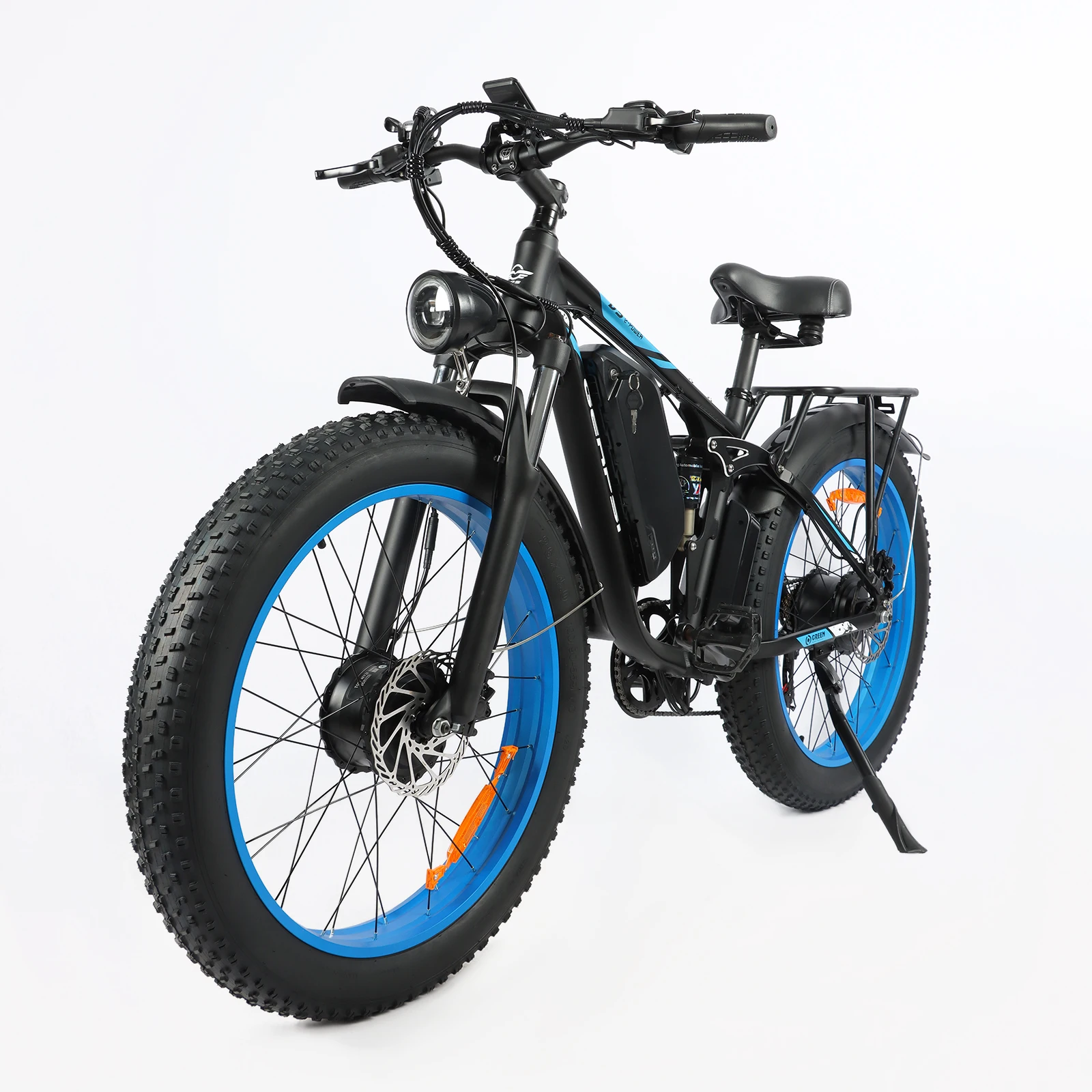BaoLuJie 2603 Blue Single Shoulder Suspension Fork 3000W Dual Motor 48V25AH Fat Tire Electric Bike 26*4.0'' 55KM/H 65KM Pure 100KM Assist 7-Speed Shimano Hydraulic Disc Brake All-Terrain E-Bike with 1 Year Warranty
BaoLuJie 2603 Blue Single Shoulder Suspension Fork 3000W Dual Motor 48V25AH Fat Tire Electric Bike 26*4.0'' 55KM/H 65KM Pure 100KM Assist 7-Speed Shimano Hydraulic Disc Brake All-Terrain E-Bike with 1 Year Warranty