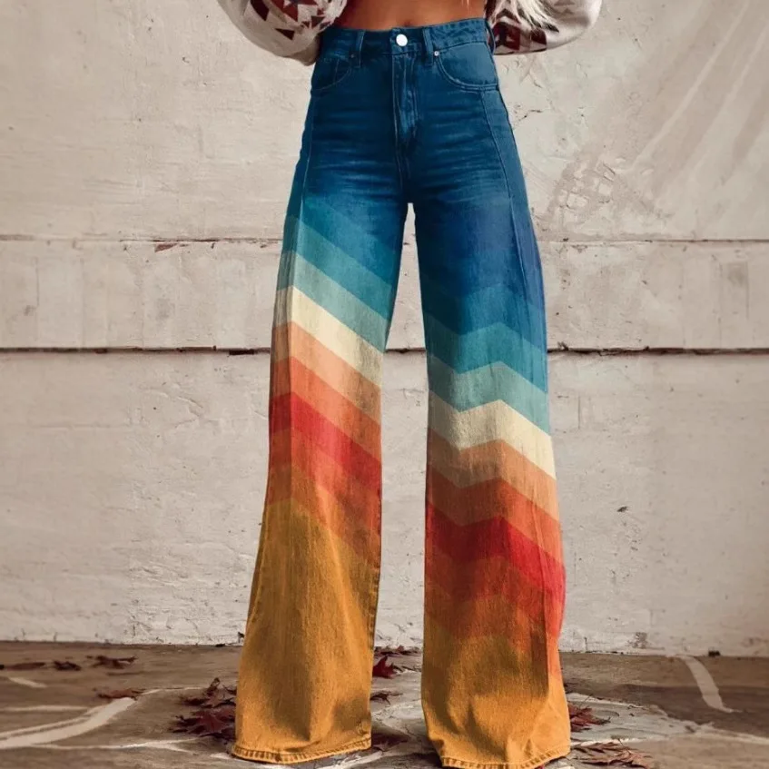 Womens Plus Size Faux Denim Pants 3D Printed Wide Leg Flared Trousers Casual Fashion Stretch Slacks
Womens Plus Size Faux Denim Pants 3D Printed Wide Leg Flared Trousers Casual Fashion Stretch Slacks