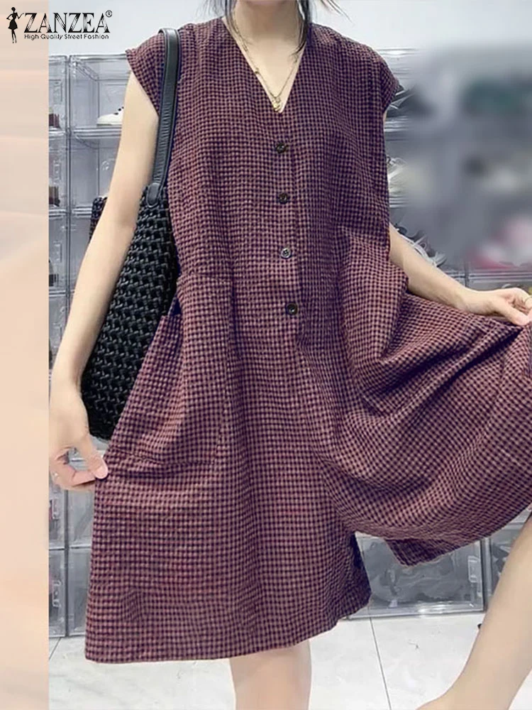 ZANZEA Korean Fashion Short Sleeve Rompers V-Neck 2025 Summer Gingham Loose Overalls Casual Wide Leg Pant Women Short Jumpsuits
ZANZEA Korean Fashion Short Sleeve Rompers V-Neck 2025 Summer Gingham Loose Overalls Casual Wide Leg Pant Women Short Jumpsuits