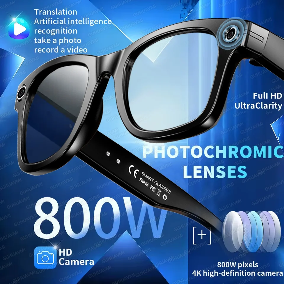 New 800W Camera AI Glasses Men Color-Changing Smart Translation Glasses Photo Video Recording Waterproof Call Smart Sunglasses
New 800W Camera AI Glasses Men Color-Changing Smart Translation Glasses Photo Video Recording Waterproof Call Smart Sunglasses