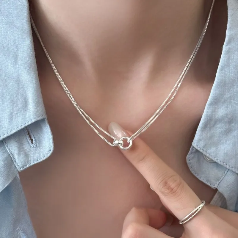 Girlbible 925 Sterling Silver Minimalist Double Layers Necklace For Women Aesthetic Double Annulus Trend Jewelry Gift Dropship
Girlbible 925 Sterling Silver Minimalist Double Layers Necklace For Women Aesthetic Double Annulus Trend Jewelry Gift Dropship