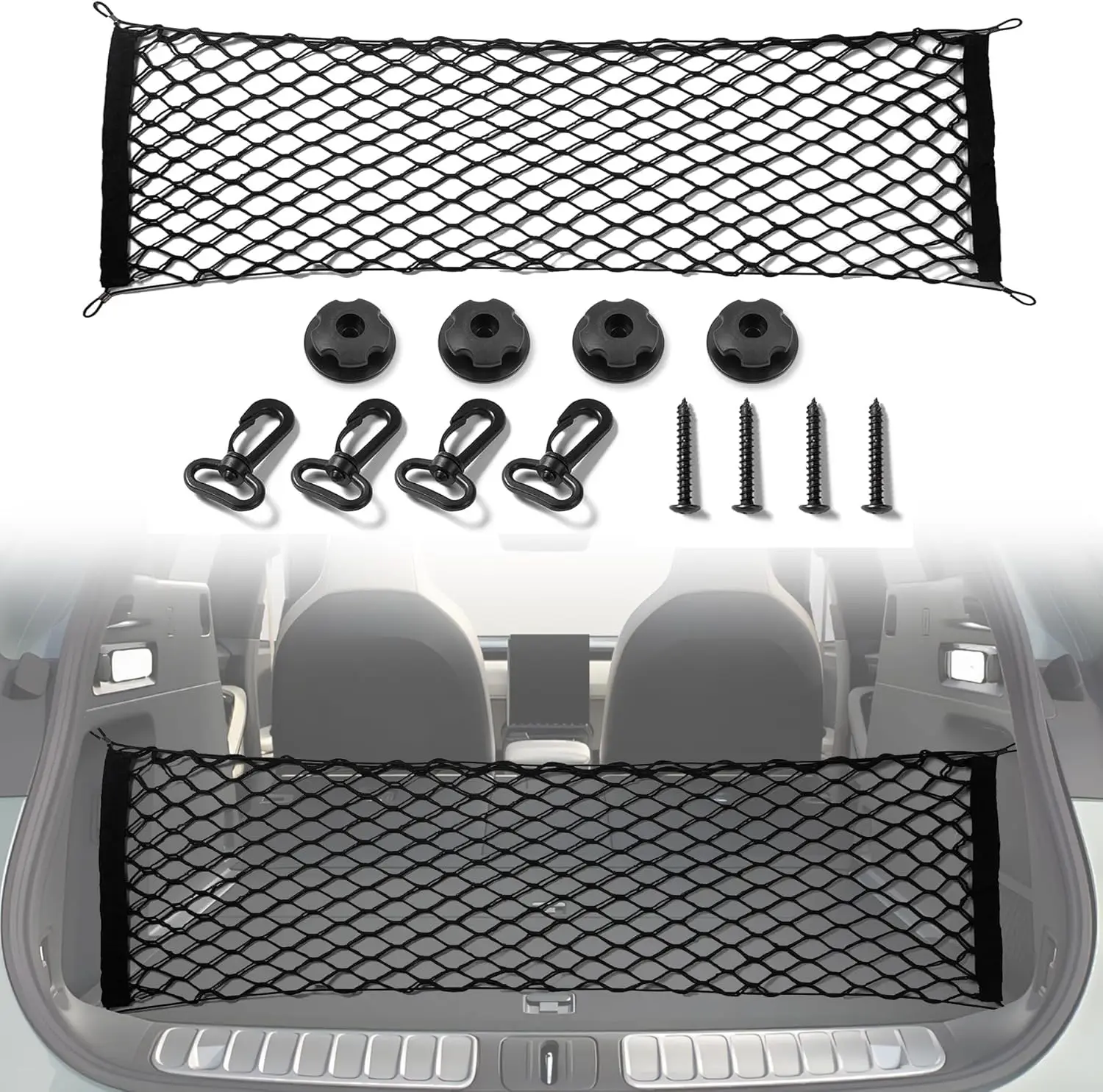 Cargo Net Stretchable for SUV Car Trunk Storage with Hooks 35.4x15.8 Inch
Cargo Net Stretchable for SUV Car Trunk Storage with Hooks 35.4x15.8 Inch