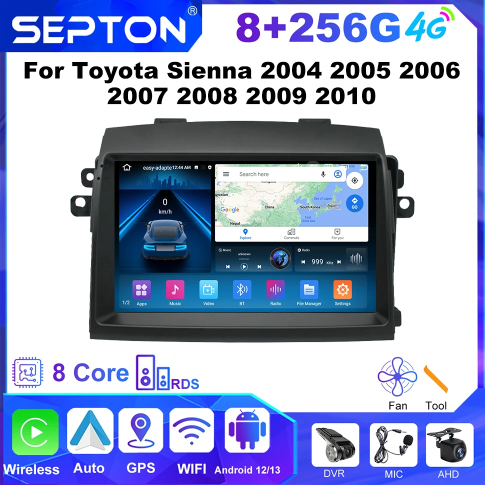 Автомобильный плеер SEPTON для Toyota Sienna 2004, 2005, 2006, 2007, 2008, 2009, 2010, GPS BT Android Auto Carplay, автомобильный интеллектуальный экран системы
Автомобильный плеер SEPTON для Toyota Sienna 2004, 2005, 2006, 2007, 2008, 2009, 2010, GPS BT Android Auto Carplay, автомобильный интеллектуальный экран системы