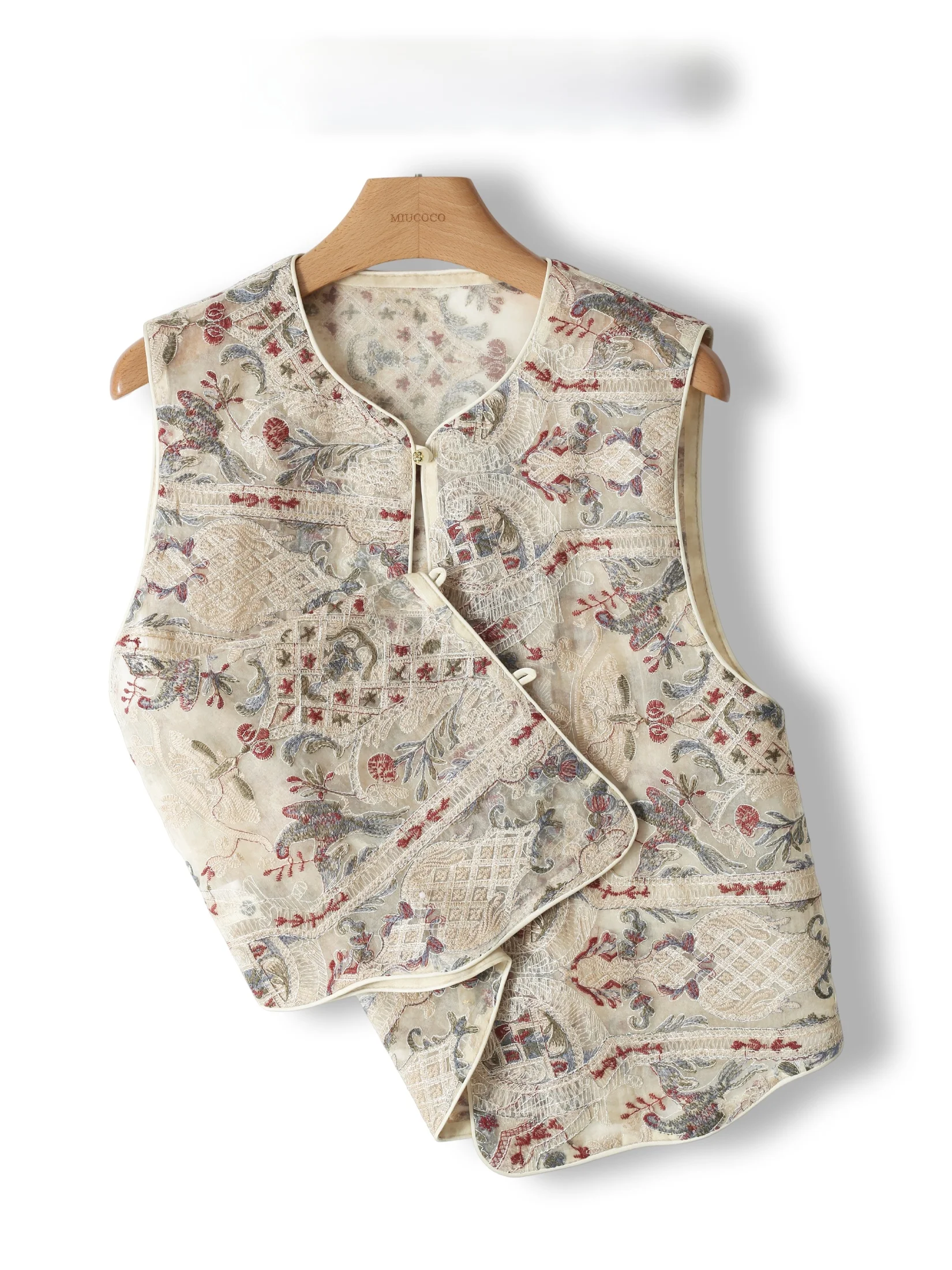 New Chinese Style Embroidered Vest Women's Thin Top Fashionable Layering Clothing round Neck Plant Floral Pattern Single Button
New Chinese Style Embroidered Vest Women's Thin Top Fashionable Layering Clothing round Neck Plant Floral Pattern Single Button
