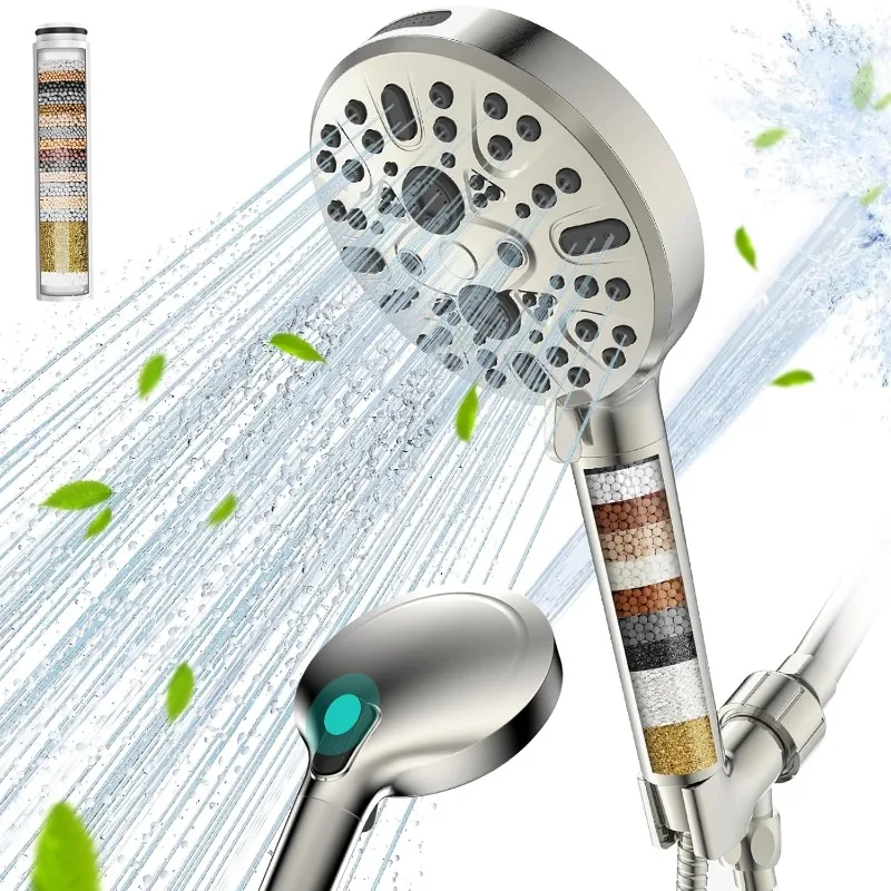 Handheld Shower Head with Filter, High Pressure 9 Spray Mode Showerhead Built-in Power Wash with Hose
Handheld Shower Head with Filter, High Pressure 9 Spray Mode Showerhead Built-in Power Wash with Hose