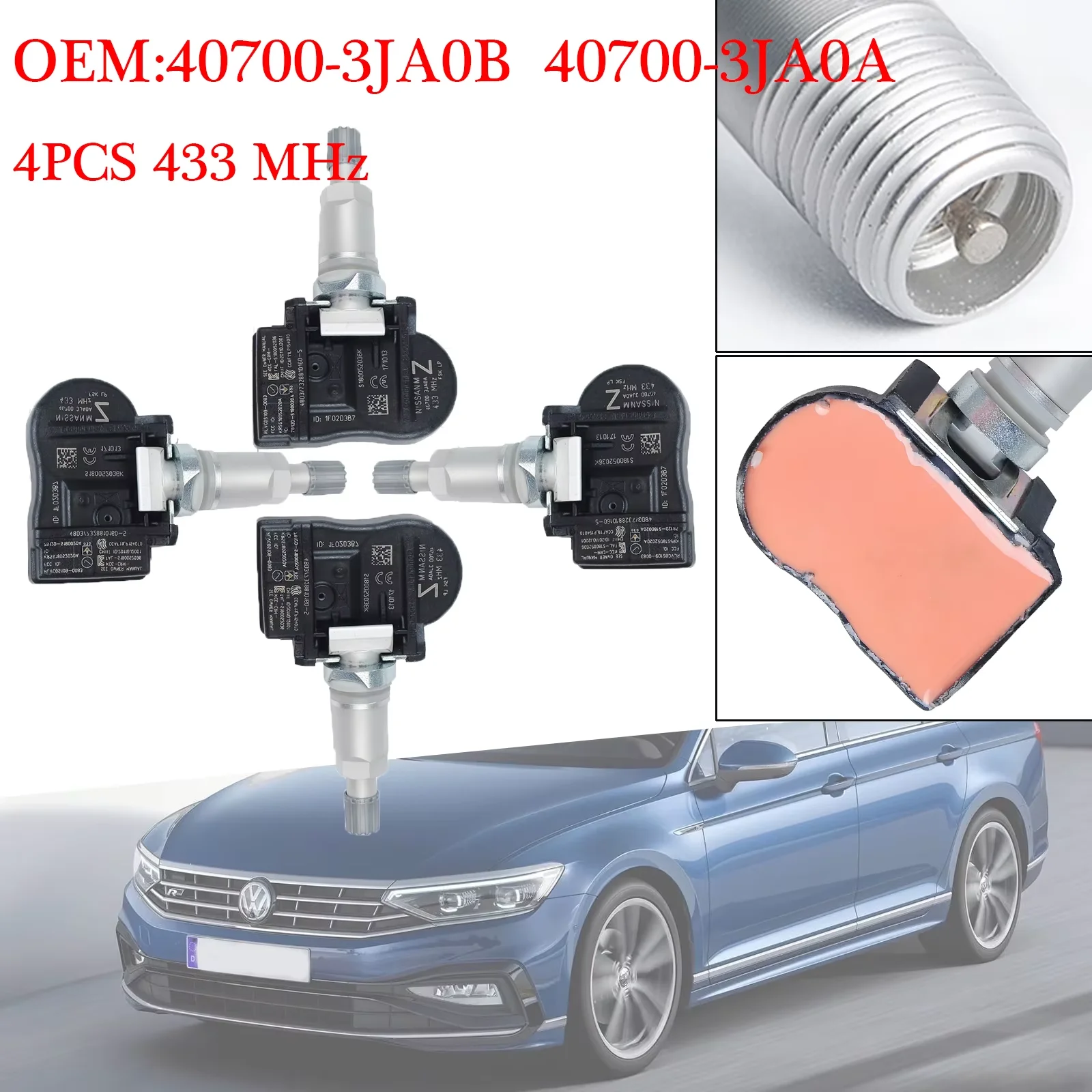 TPMS Sensor 40700-3JA0B ,Tire Pressure Monitor System 40700-3JA0A 433MHz Set of 4
TPMS Sensor 40700-3JA0B ,Tire Pressure Monitor System 40700-3JA0A 433MHz Set of 4
