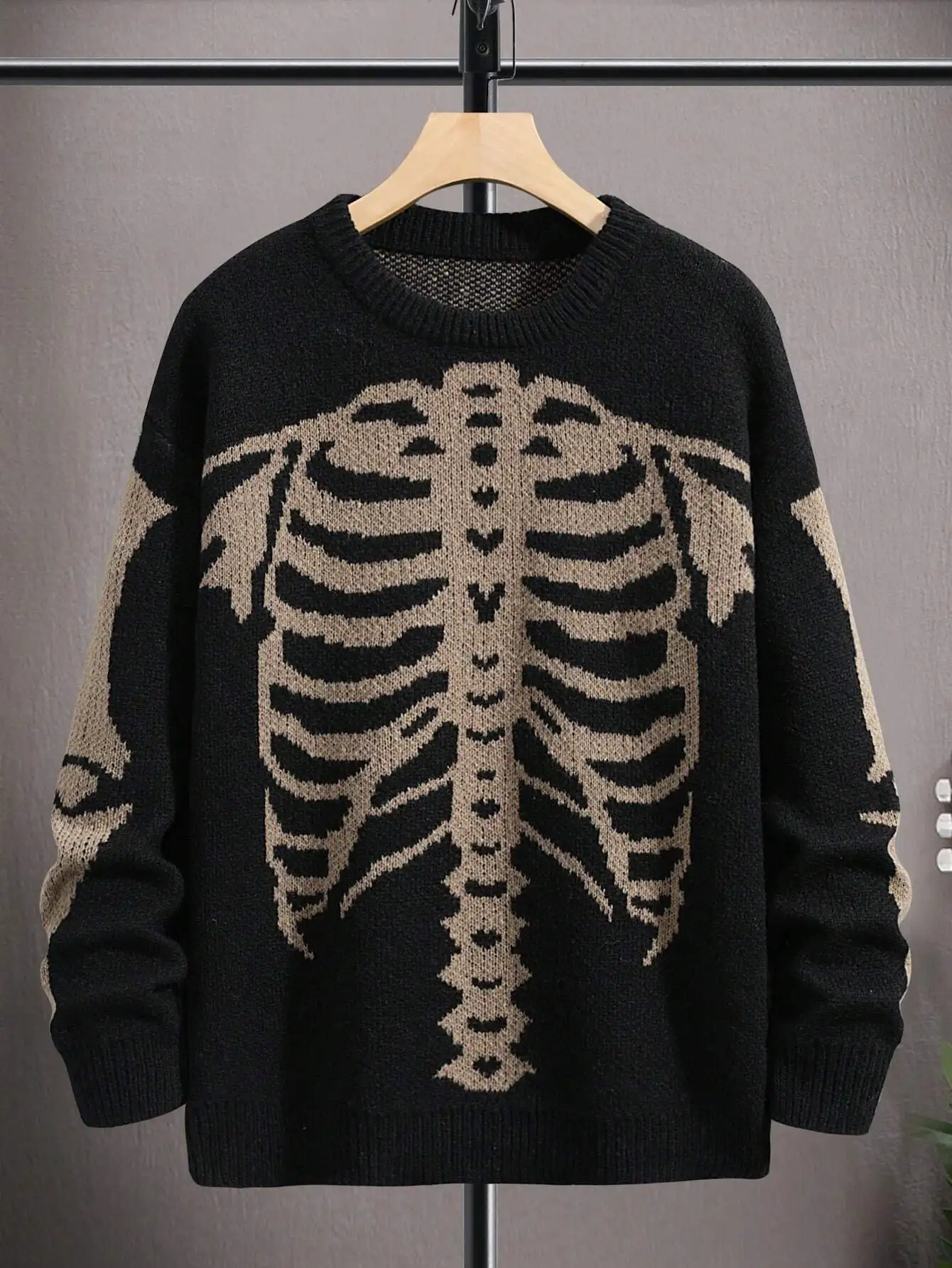 Men's Black Skeleton Graphic Drop Shoulder Knit Sweater for Halloween Casual Wear
Men's Black Skeleton Graphic Drop Shoulder Knit Sweater for Halloween Casual Wear