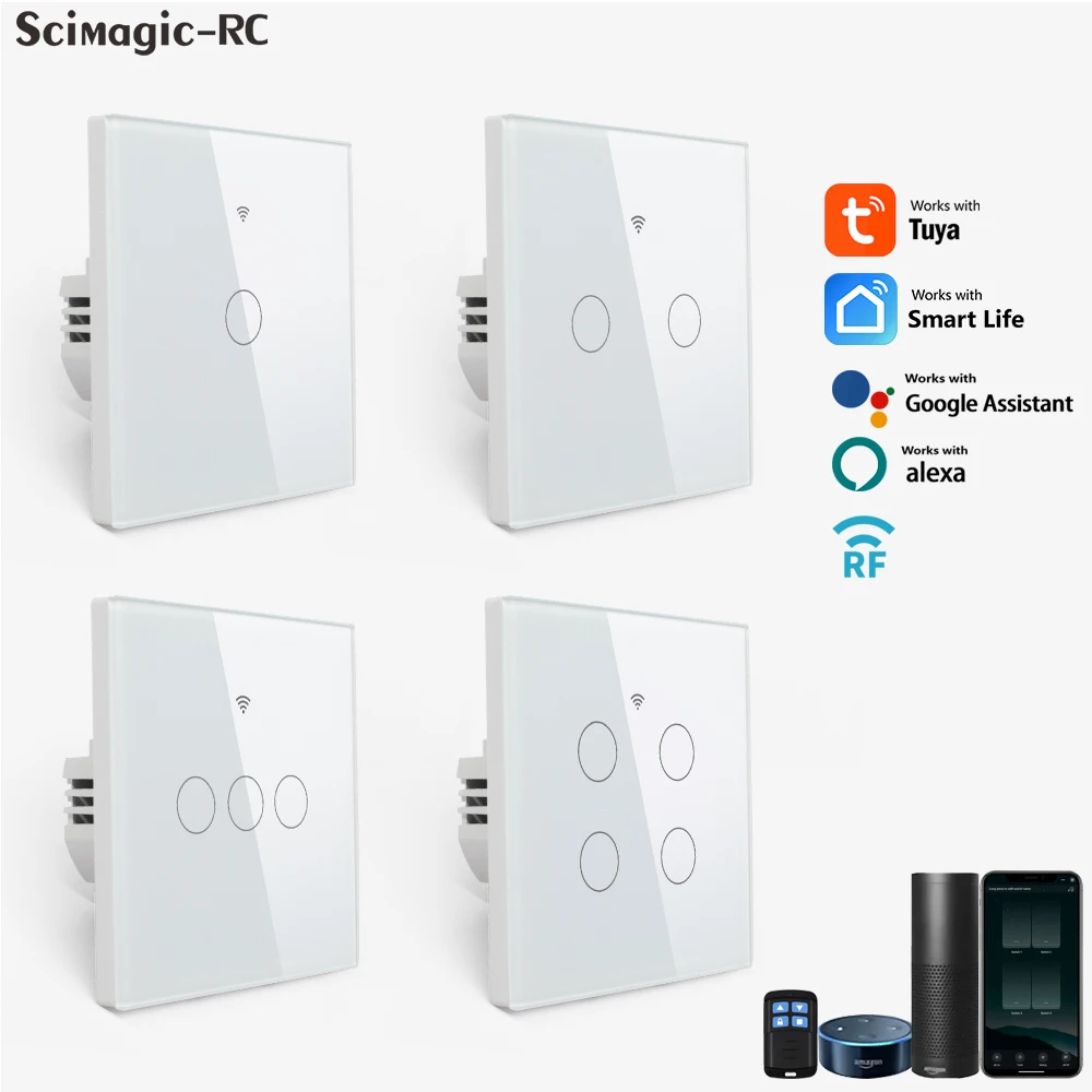 Умный переключатель Tuya Wi-Fi работает с Alexa без нейтрального провода, беспроводной RF433 МГц, дистанционный настенный сенсорный переключатель освещения 1/2/3/4 Gang
Умный переключатель Tuya Wi-Fi работает с Alexa без нейтрального провода, беспроводной RF433 МГц, дистанционный настенный сенсорный переключатель освещения 1/2/3/4 Gang