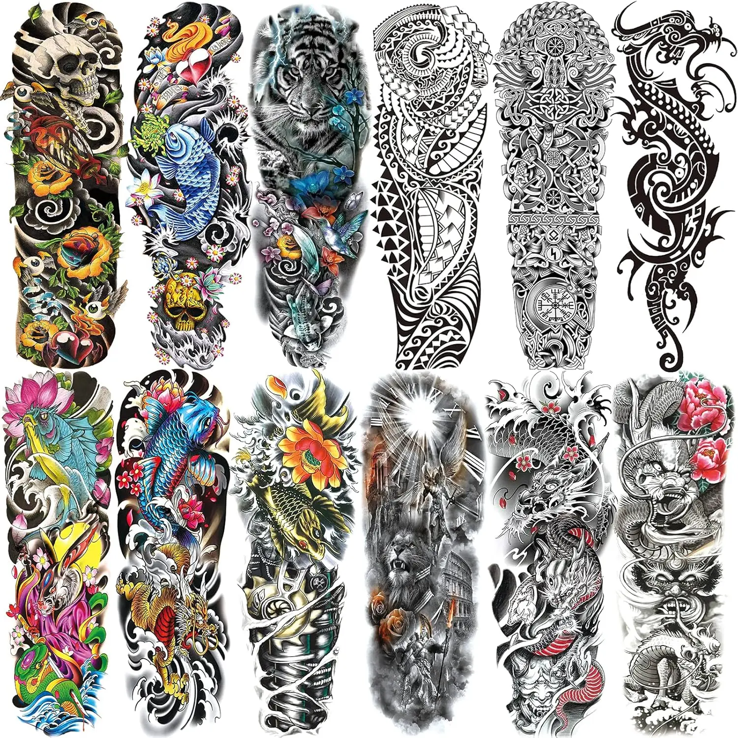 Waterproof Japanese Military Temporary Tattoo, Full Arm Sleeve for Men & Women, 12 Sheets, Lasts 3-5 Days
Waterproof Japanese Military Temporary Tattoo, Full Arm Sleeve for Men & Women, 12 Sheets, Lasts 3-5 Days