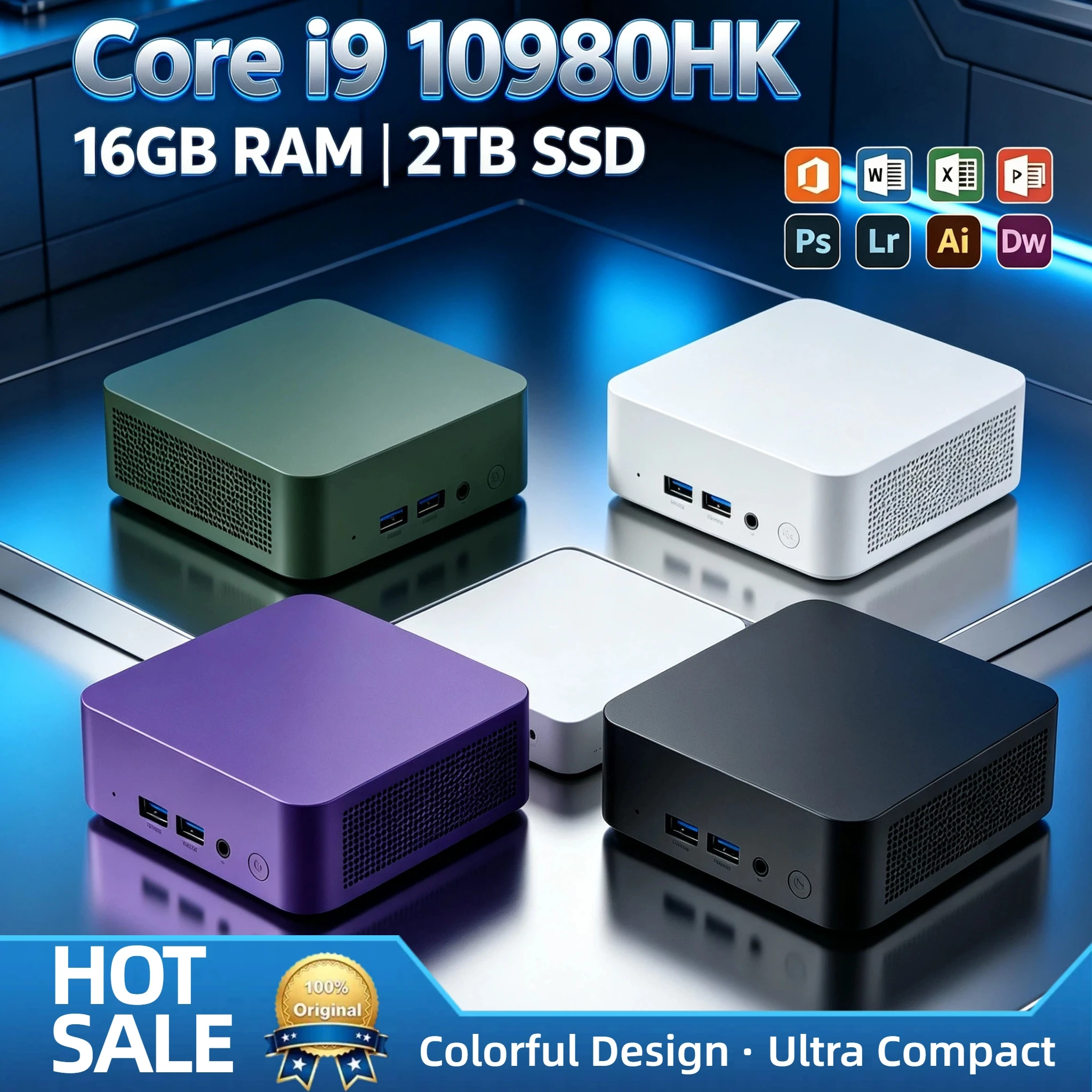 Core i9 10980HK Ultra Compact Mini PC 16GB RAM 2TB M.2 SSD WiFi6 Bluetooth 5.2 4K Display Gaming Office Workstation
Core i9 10980HK Ultra Compact Mini PC 16GB RAM 2TB M.2 SSD WiFi6 Bluetooth 5.2 4K Display Gaming Office Workstation