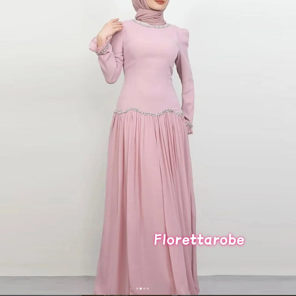 Customized High Quality Matching Chiffon O-Neck Prom Gowns Pleat Beads A-line High Collar Long Evening Dresses Simple
Customized High Quality Matching Chiffon O-Neck Prom Gowns Pleat Beads A-line High Collar Long Evening Dresses Simple