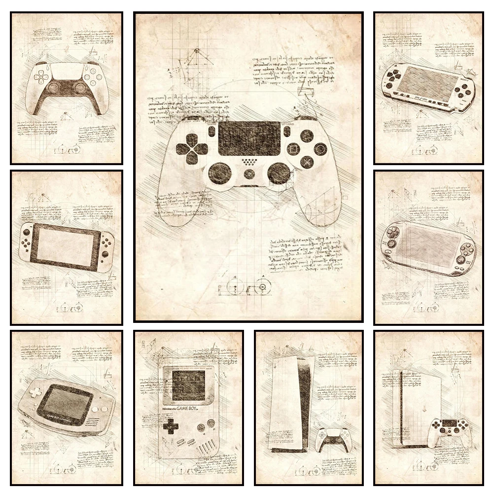 Retro Hand Painted Draft Style Game Console Wall Art Poster Home Boy Room Decoration Canvas Painting Mural Picture Print Artwork
Retro Hand Painted Draft Style Game Console Wall Art Poster Home Boy Room Decoration Canvas Painting Mural Picture Print Artwork