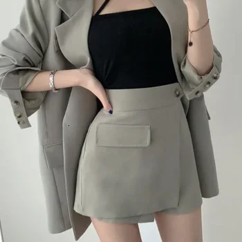봄 가을 새로운 한국어 스타일 몸집이 작은 우아한 다목적 슬리밍 정장 재킷 반바지 드레스 투피스 양복 크기 여성