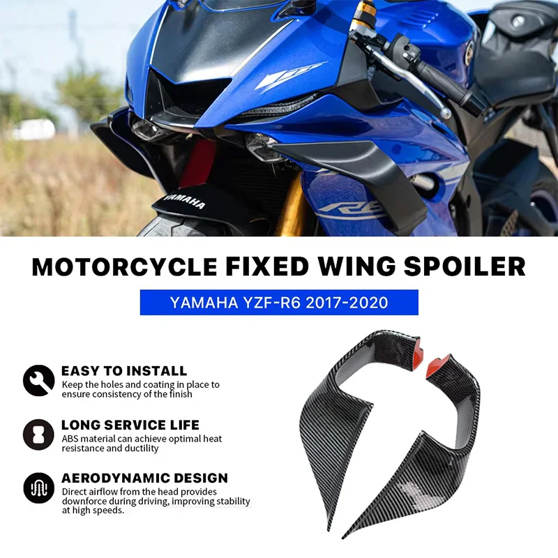 For YAMAHA YZF-R6 YZFR6 2017-2022 Motorcycle Side Winglets Front Fixed Wing Spoiler Aerodynamic aileron Windshield wing Fairing
For YAMAHA YZF-R6 YZFR6 2017-2022 Motorcycle Side Winglets Front Fixed Wing Spoiler Aerodynamic aileron Windshield wing Fairing